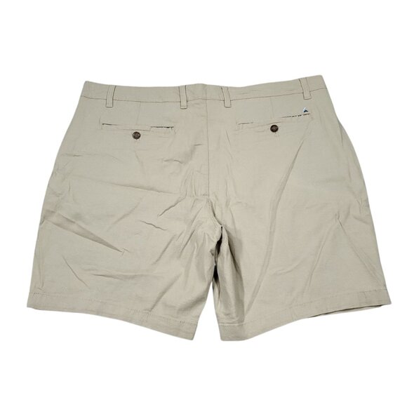 Tailor Vintage Greenwich Chino Shorts Stretch Khaki Linen Size 40 Beige Tan - Picture 2 of 8